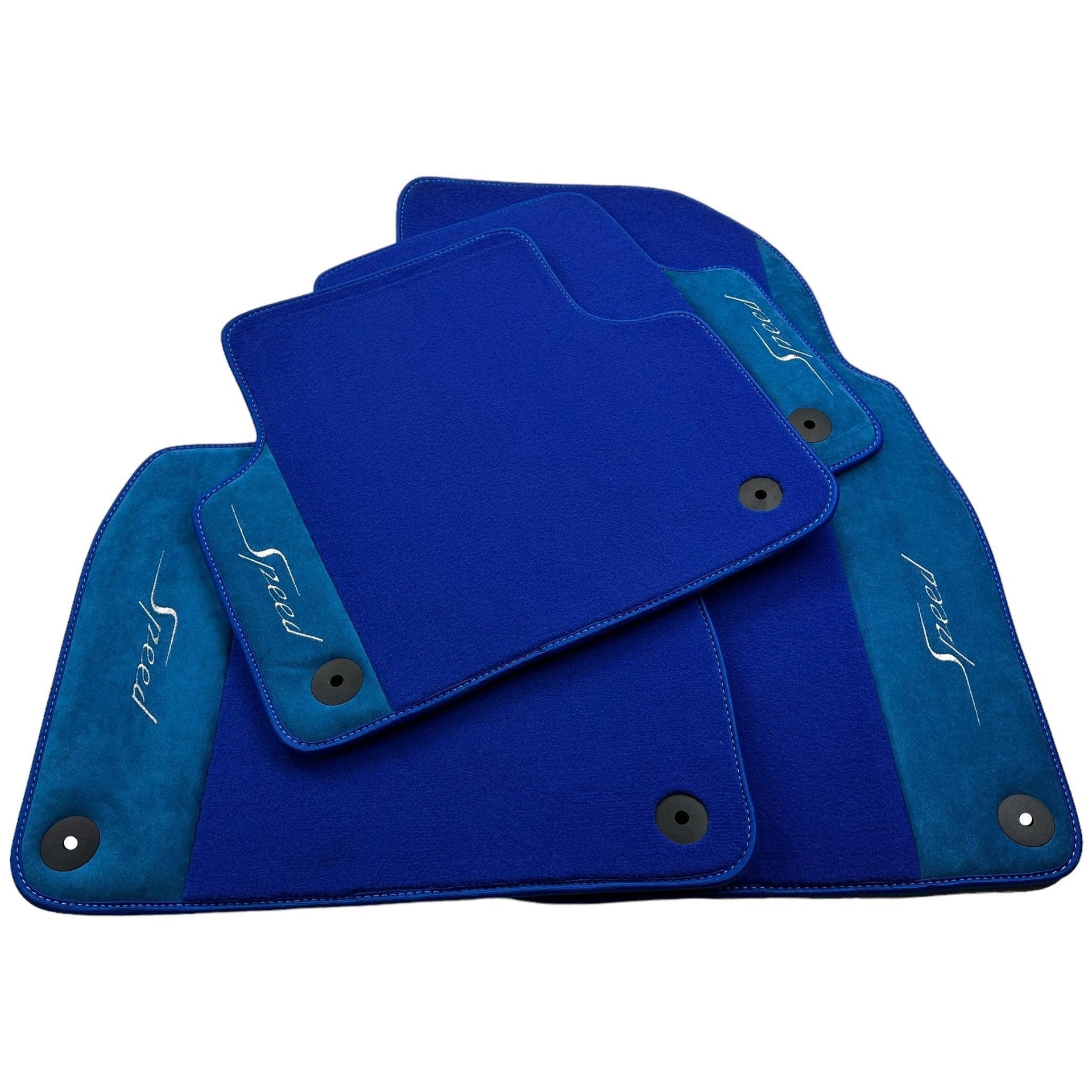 Blue Floor Mats For Bentley Flying Spur (2013-2019) with Alcantara Leather - AutoWin