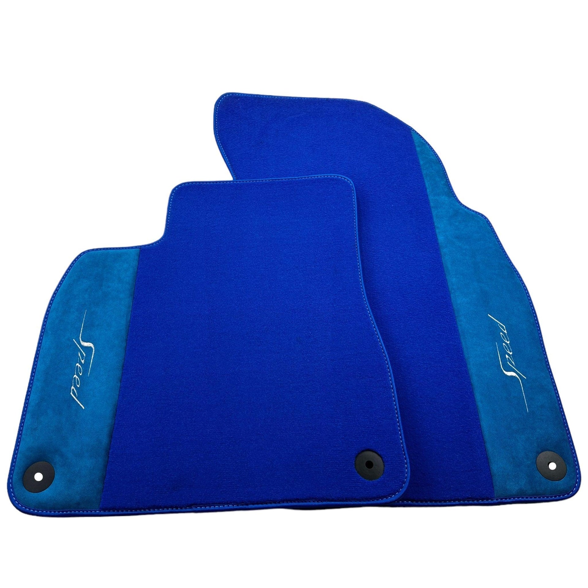 Blue Floor Mats For Bentley Mulsanne (2010-2020) with Alcantara Leather - AutoWin