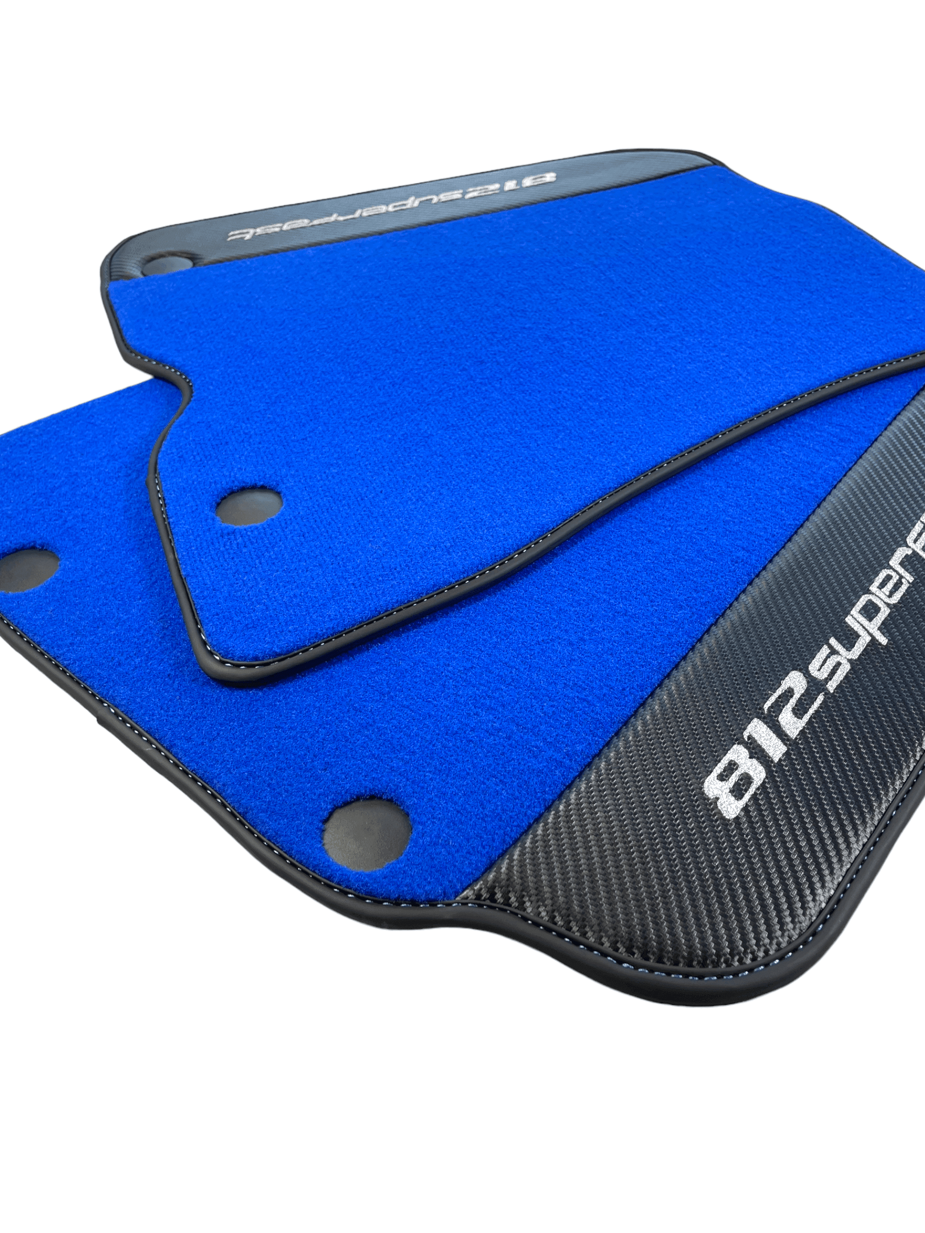 Blue Floor Mats For Ferrari 812 Superfast With Carbon Fiber Leather - AutoWin