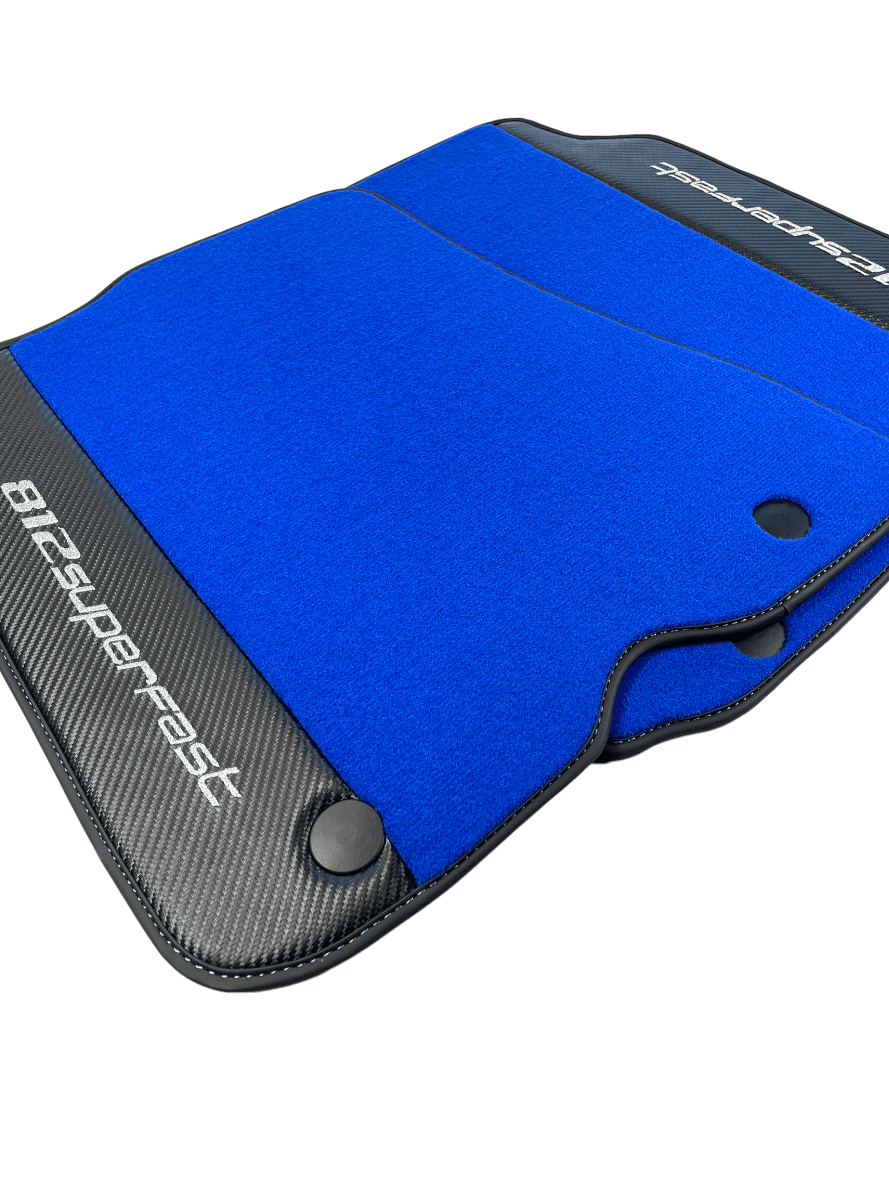 Blue Floor Mats For Ferrari 812 Superfast With Carbon Fiber Leather - AutoWin