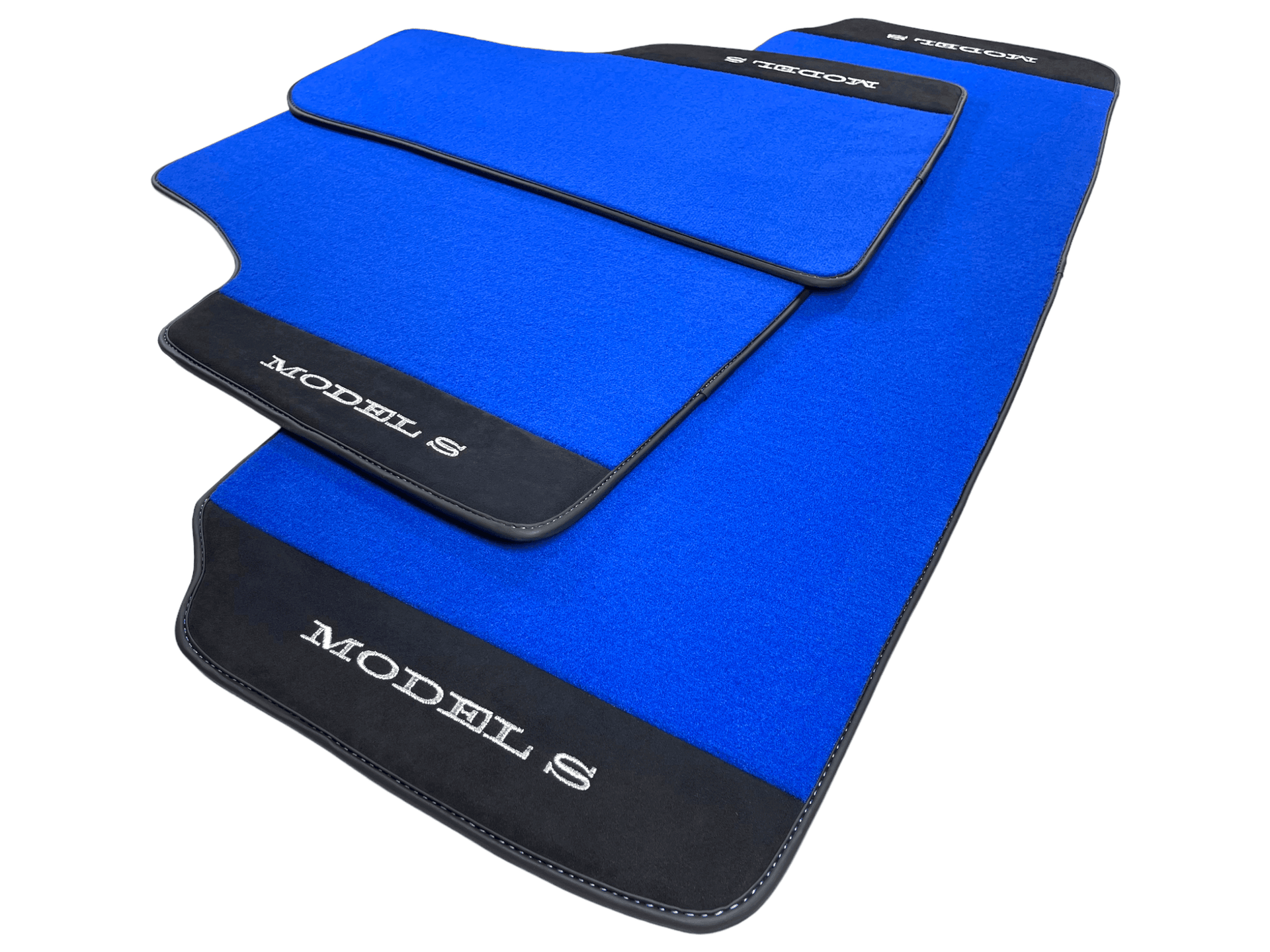Blue Floor Mats For Tesla Model S With Alcantara Leather - AutoWin