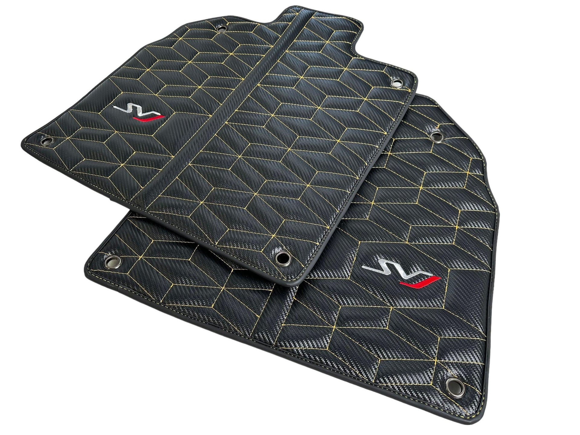 Carbon Leather Floor Mats for Lamborghini Aventador SVJ Limited Edition - AutoWin
