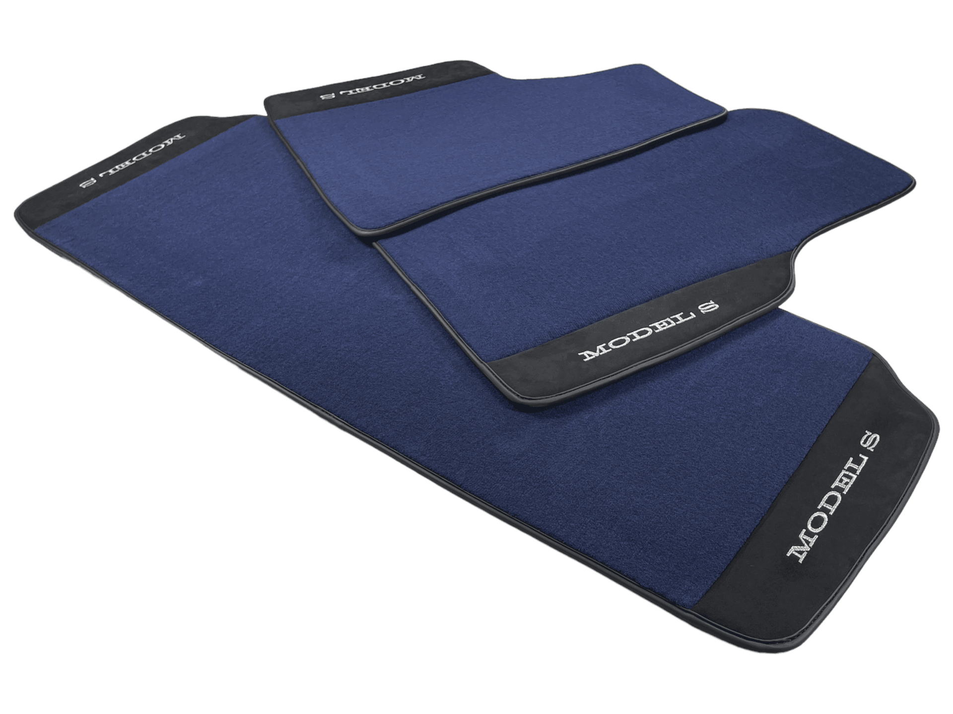 Dark Blue Floor Mats For Tesla Model S With Alcantara Leather - AutoWin