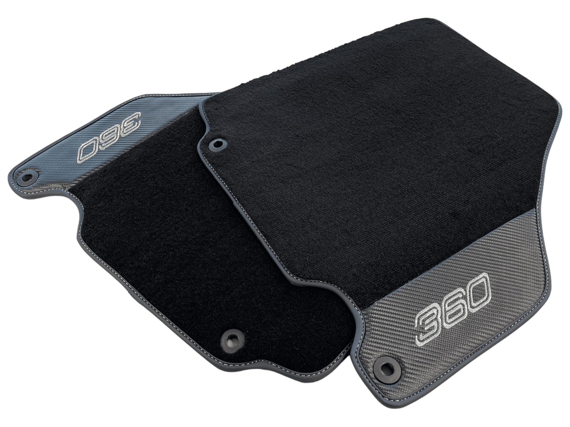 Floor Mats For Ferrari 360 Modena 1999-2005 Black With Carbon Fiber Leather - AutoWin