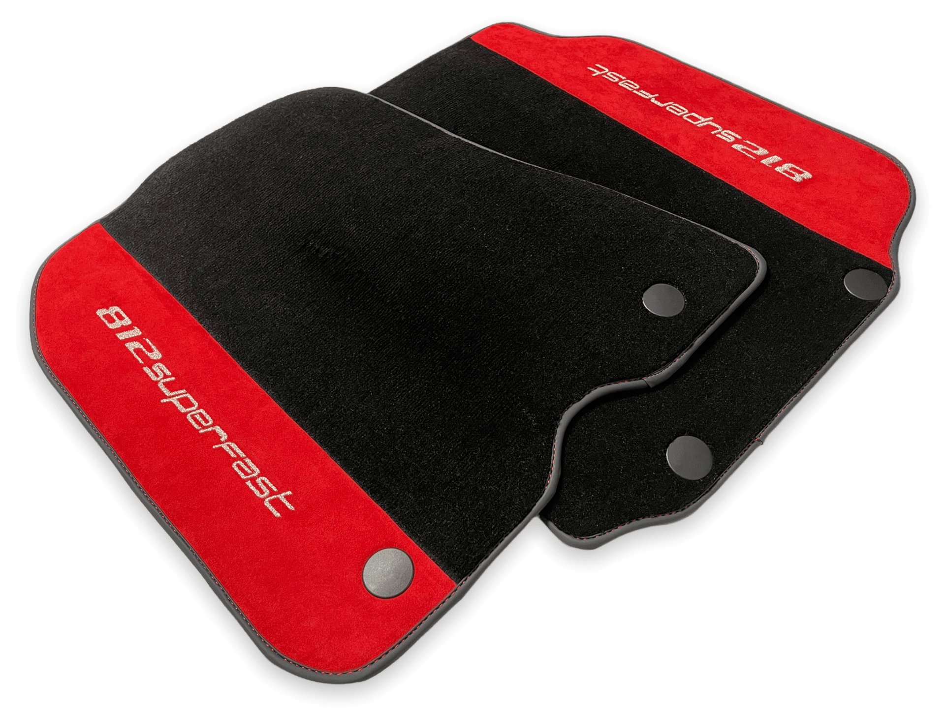 Floor Mats For Ferrari 812 Superfast Red Aclantara And Black Carpet - AutoWin