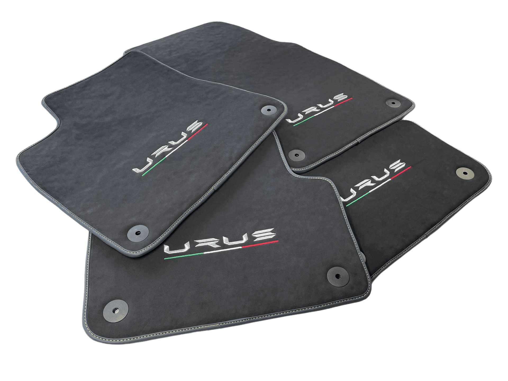 Floor Mats For Lamborghini Urus Alcantara Leather With Yellow Stitching - AutoWin