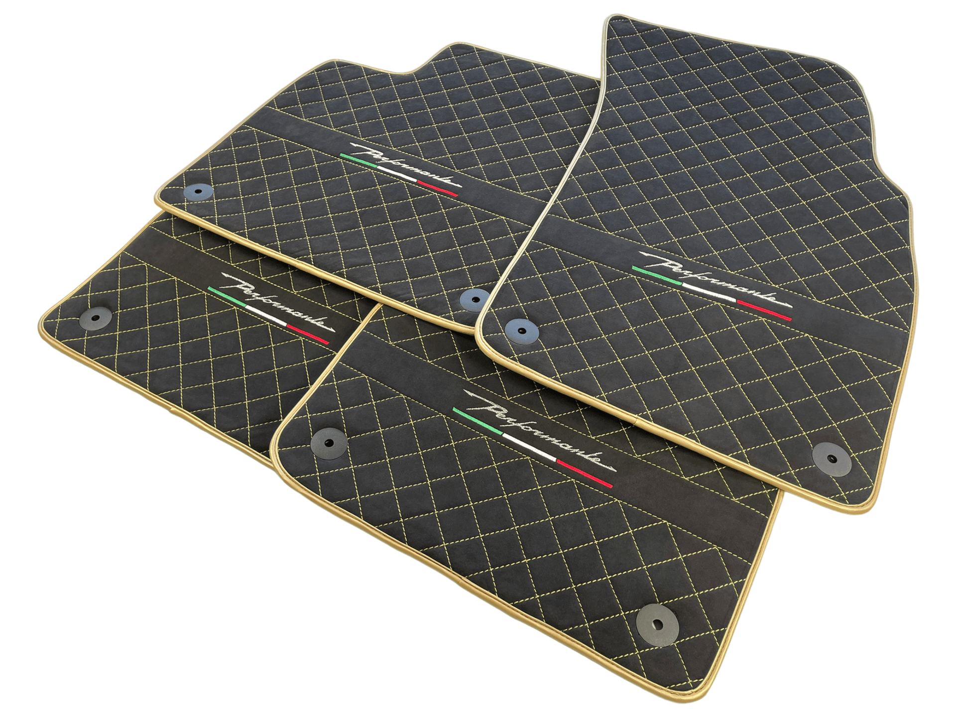 Lamborghini Urus Alcantara Leather Floor Mats with Gold Trim