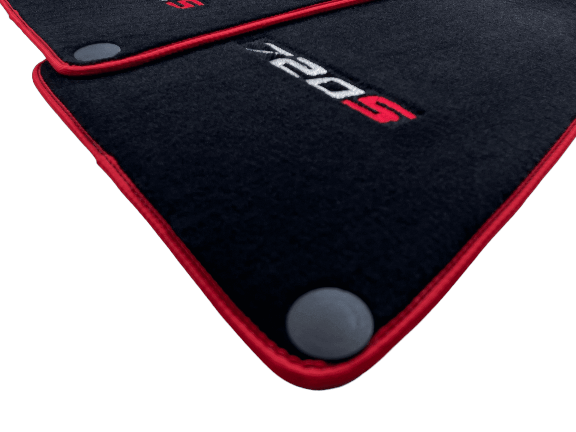 Floor Mats For McLaren 720S Black Tailored With Red Trim - AutoWin