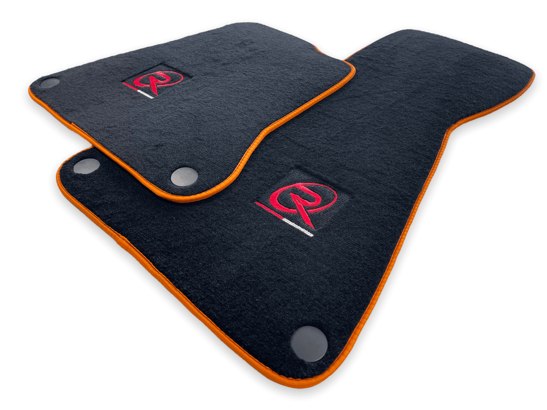 Floor Mats For McLaren MP4 12C Black Tailored Carpets Orange Trim - AutoWin