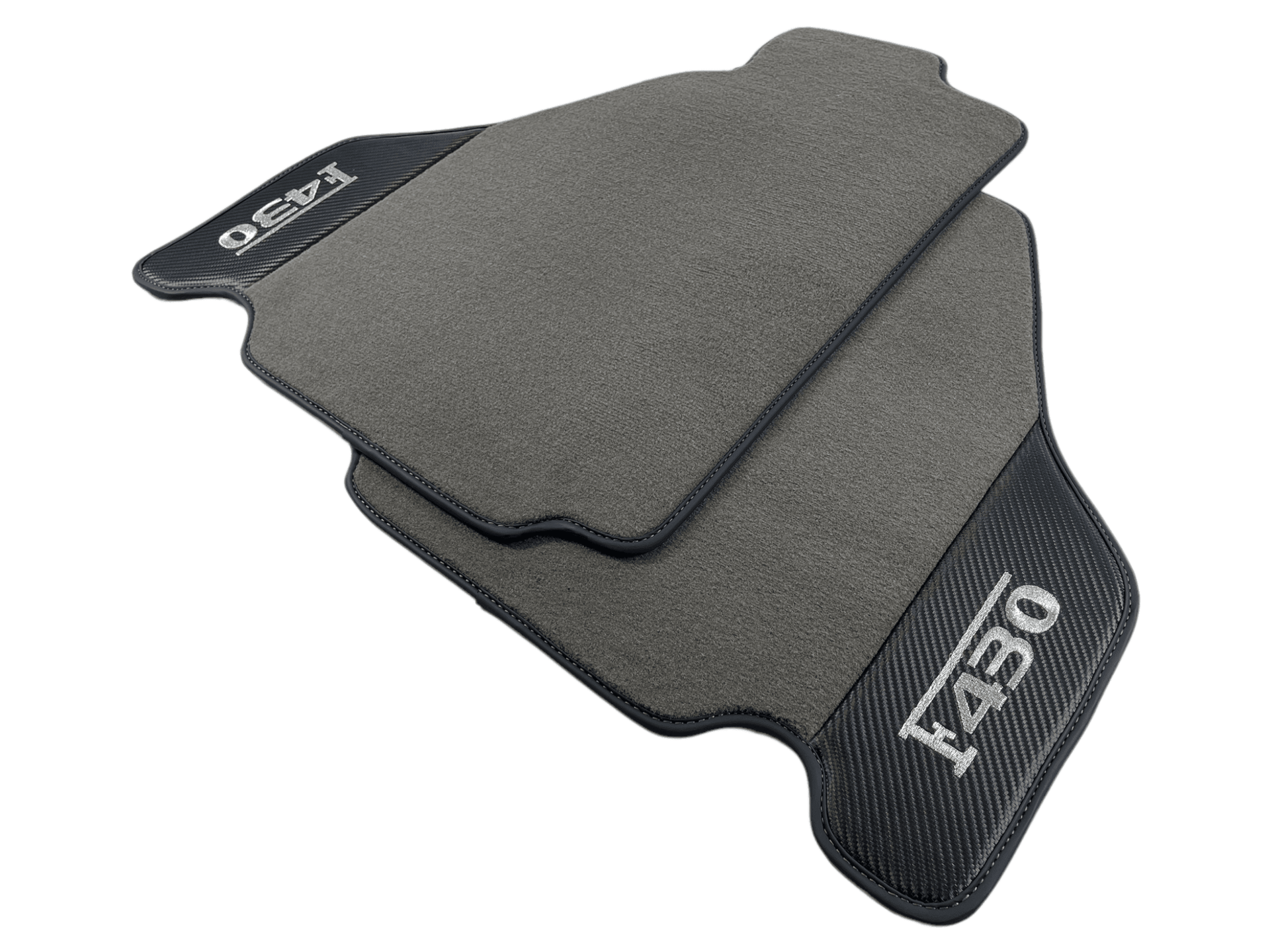 Gray Floor Mats For Ferrari F430 2004-2009 With Carbon Fiber Leather - AutoWin