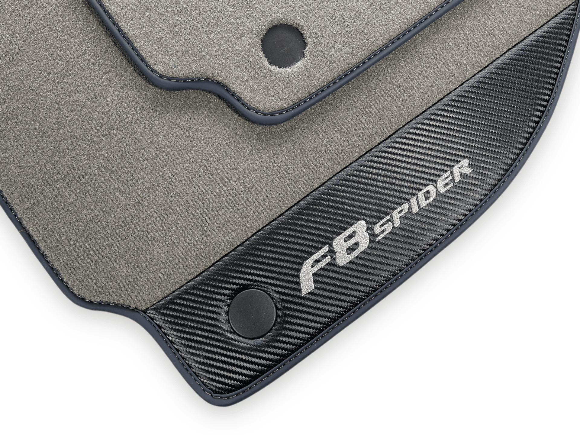 Gray Floor Mats For Ferrari F8 Spider 2019-2022 With Carbon Fiber Leather - AutoWin