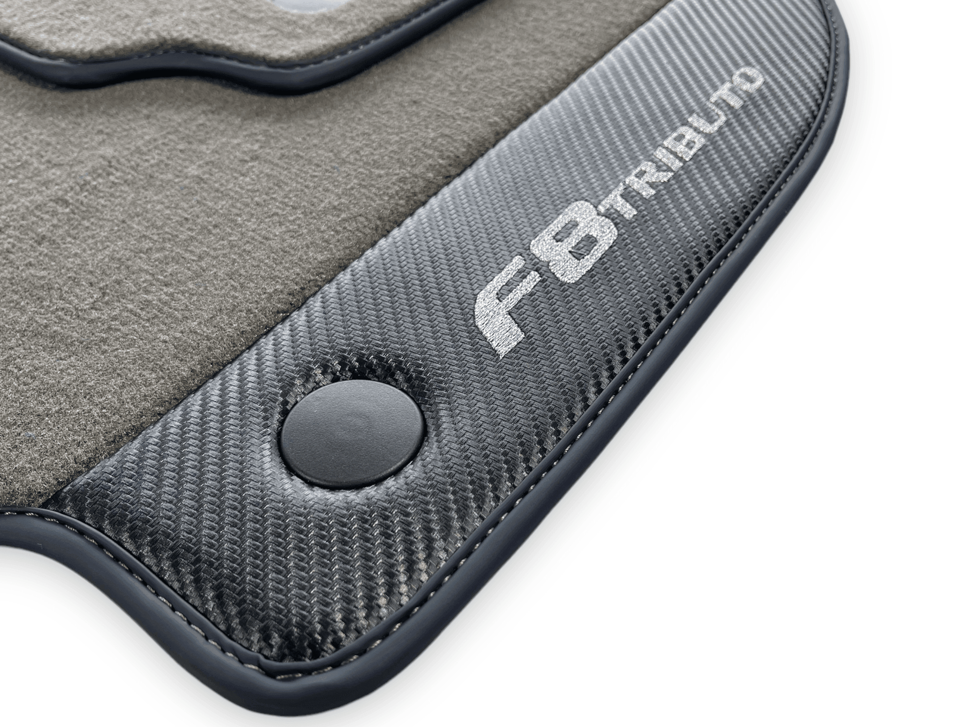 Gray Floor Mats For Ferrari F8 Tributo 2019-2022 With Carbon Leather - AutoWin
