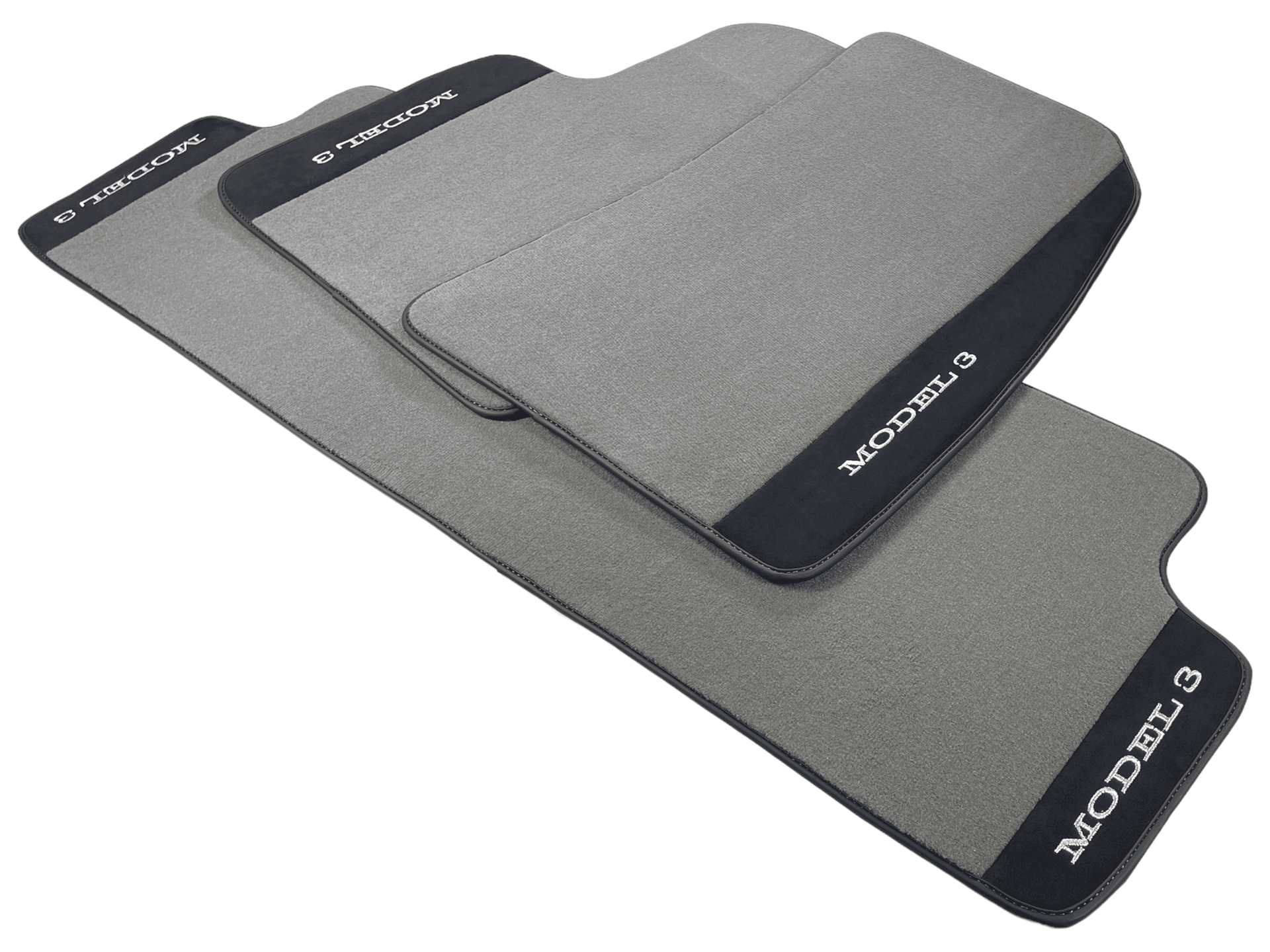 Gray Floor Mats For Tesla Model 3 With Alcantara Leather - AutoWin