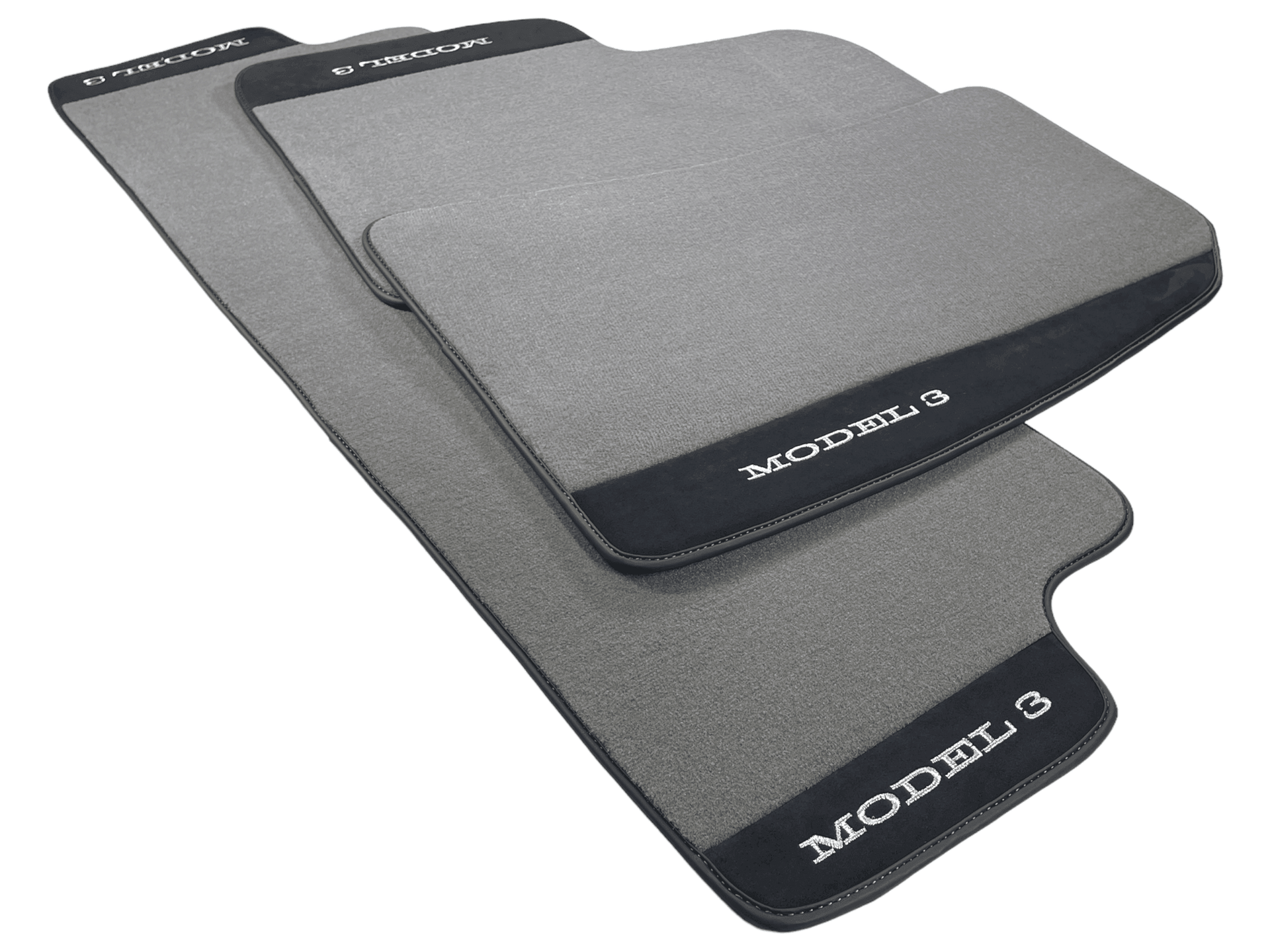 Gray Floor Mats For Tesla Model 3 With Alcantara Leather - AutoWin