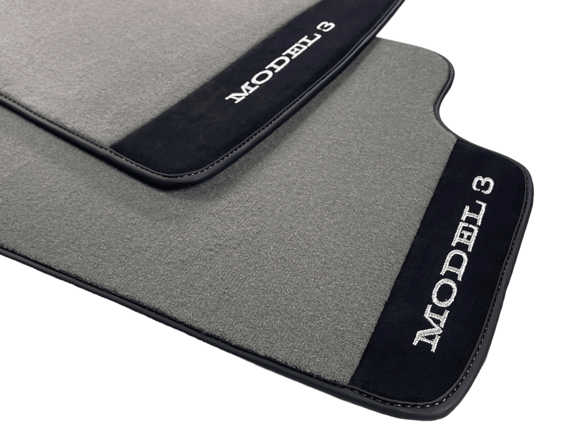 Gray Floor Mats For Tesla Model 3 With Alcantara Leather - AutoWin