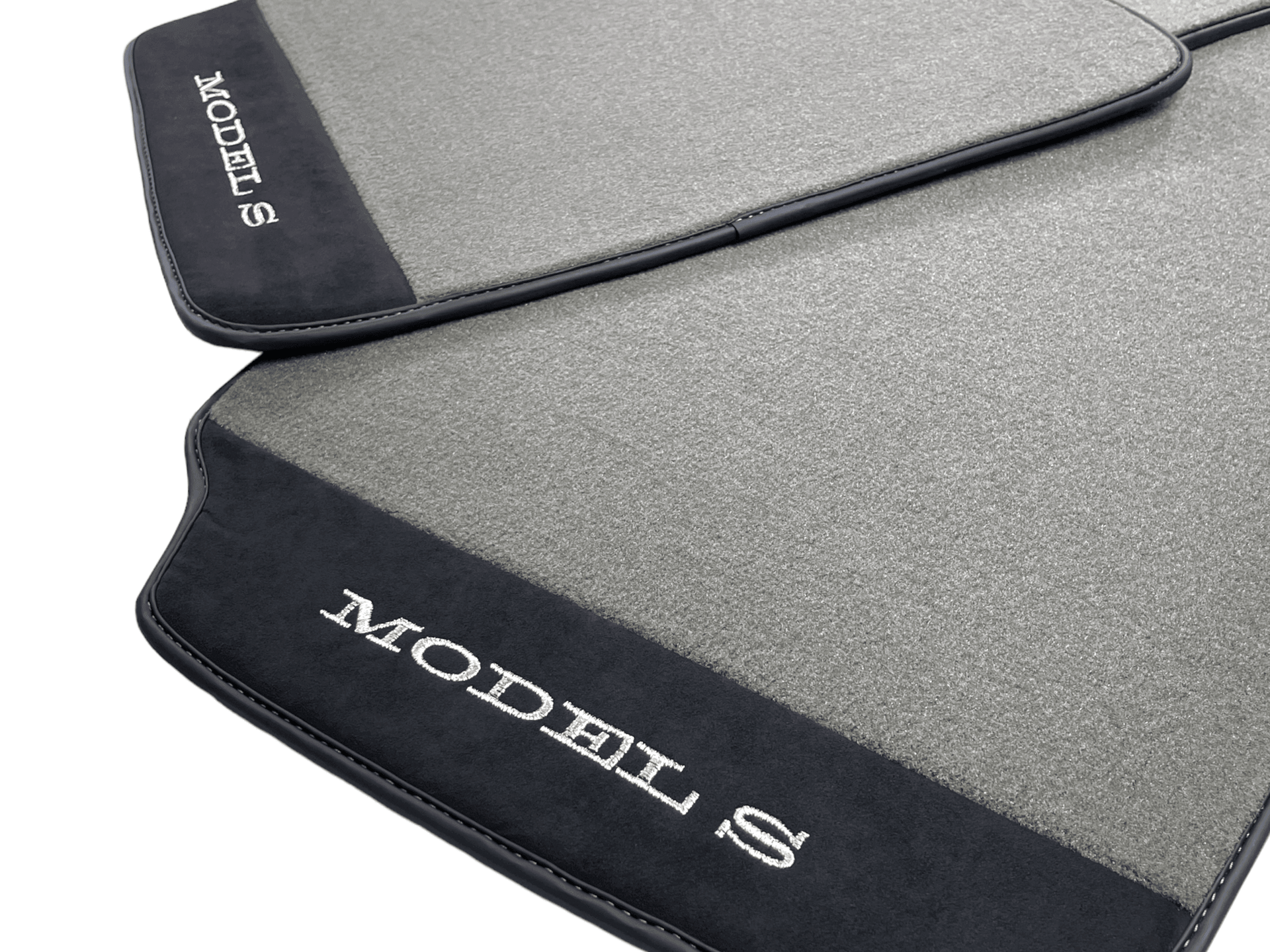 Gray Floor Mats For Tesla Model S With Alcantara Leather - AutoWin