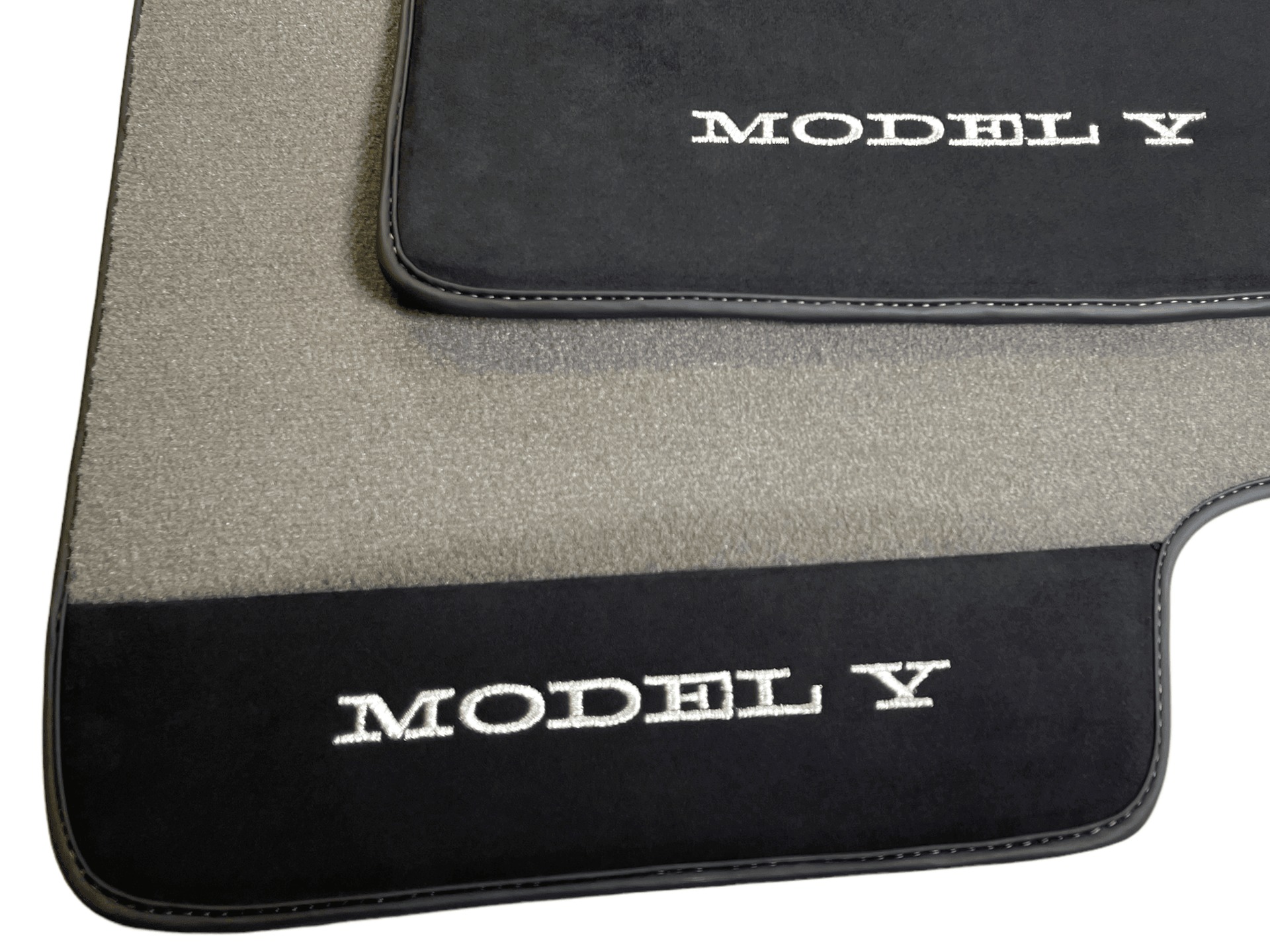 Gray Floor Mats For Tesla Model Y With Alcantara Leather - AutoWin
