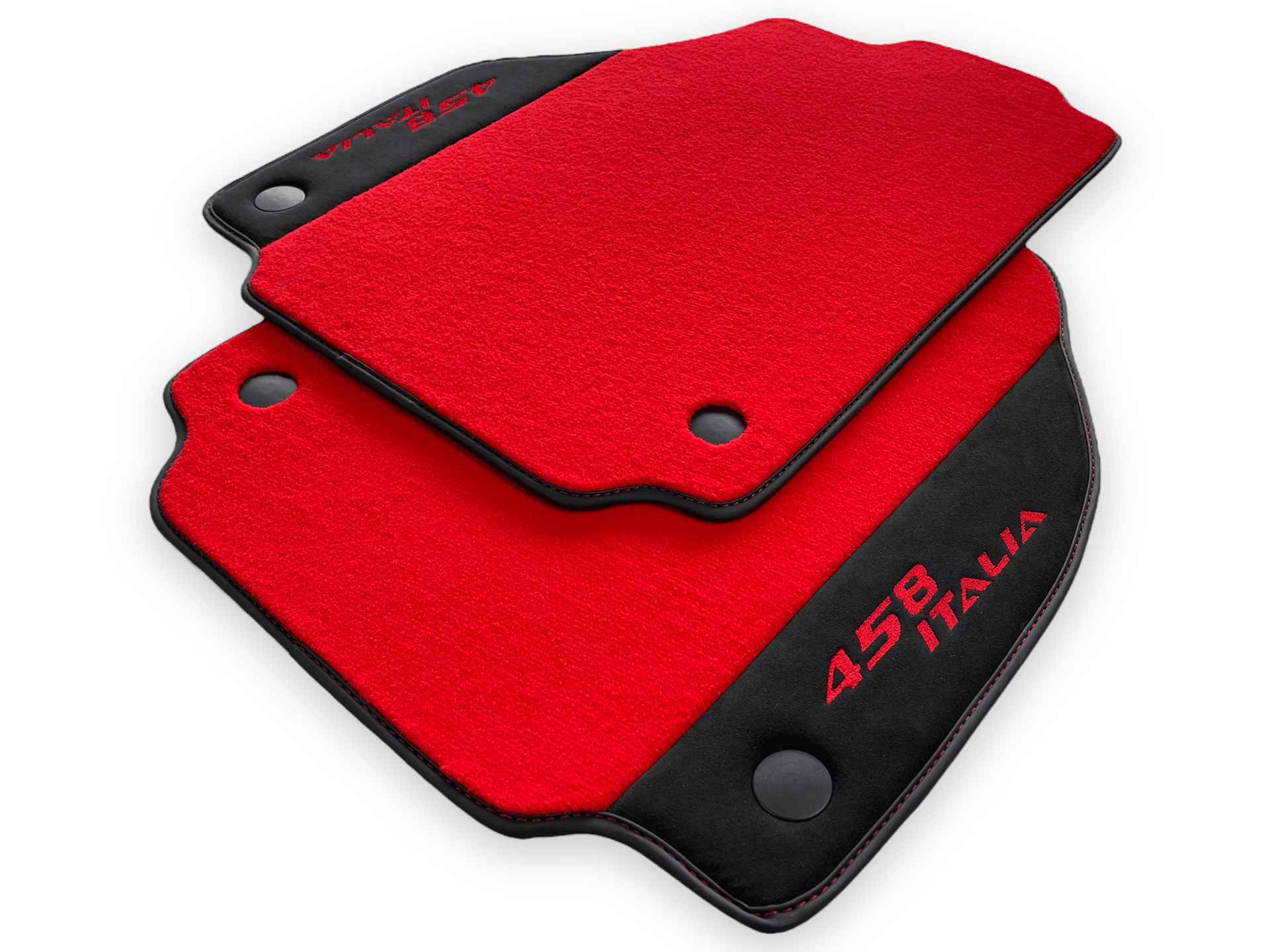 Red Floor Mats For Ferrari 458 Italia 2009-2015 Black Alcantara Leather - AutoWin