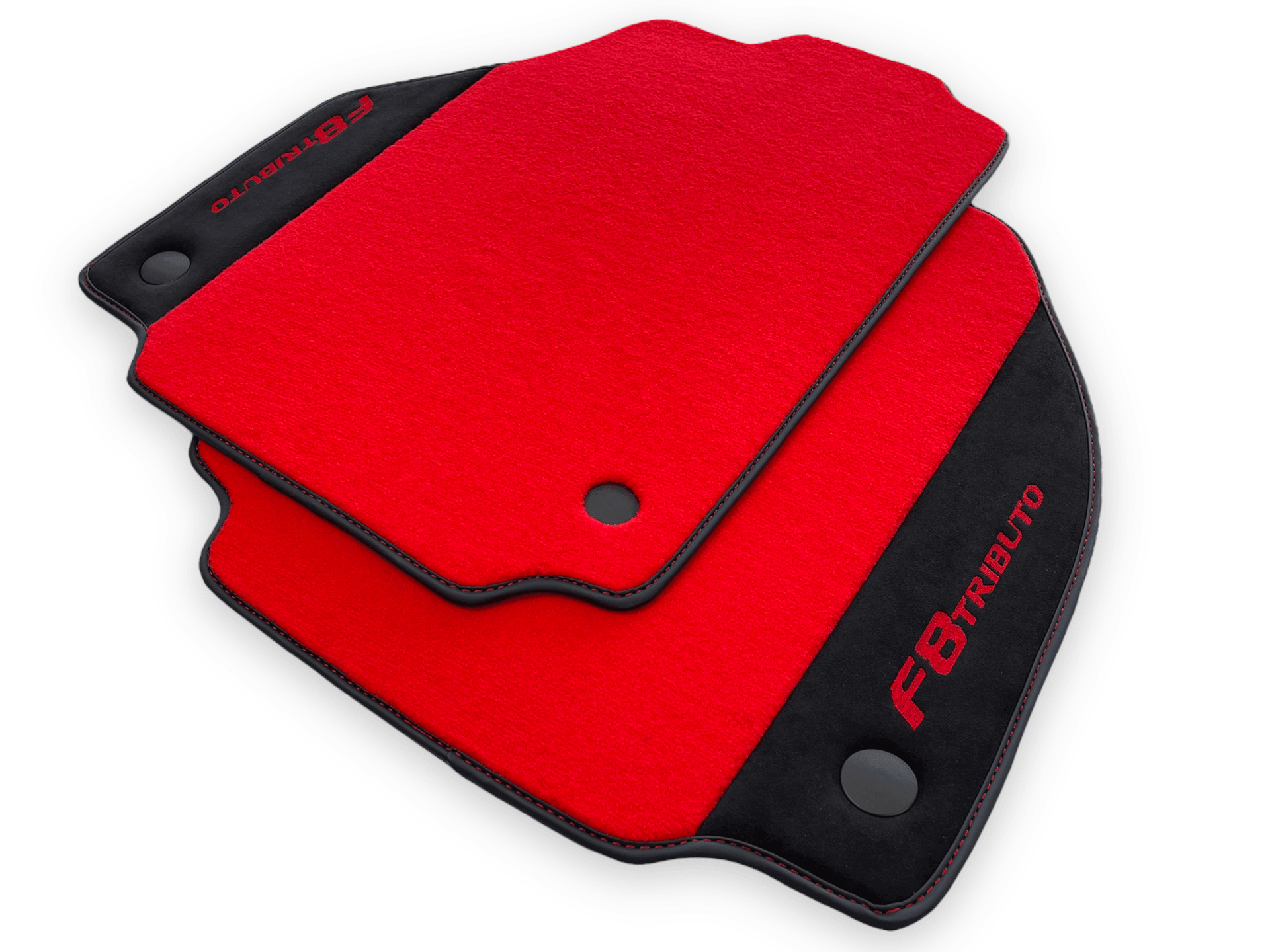 Red Floor Mats For Ferrari F8 Tributo 2019-2022 With Alcantara Leather - AutoWin