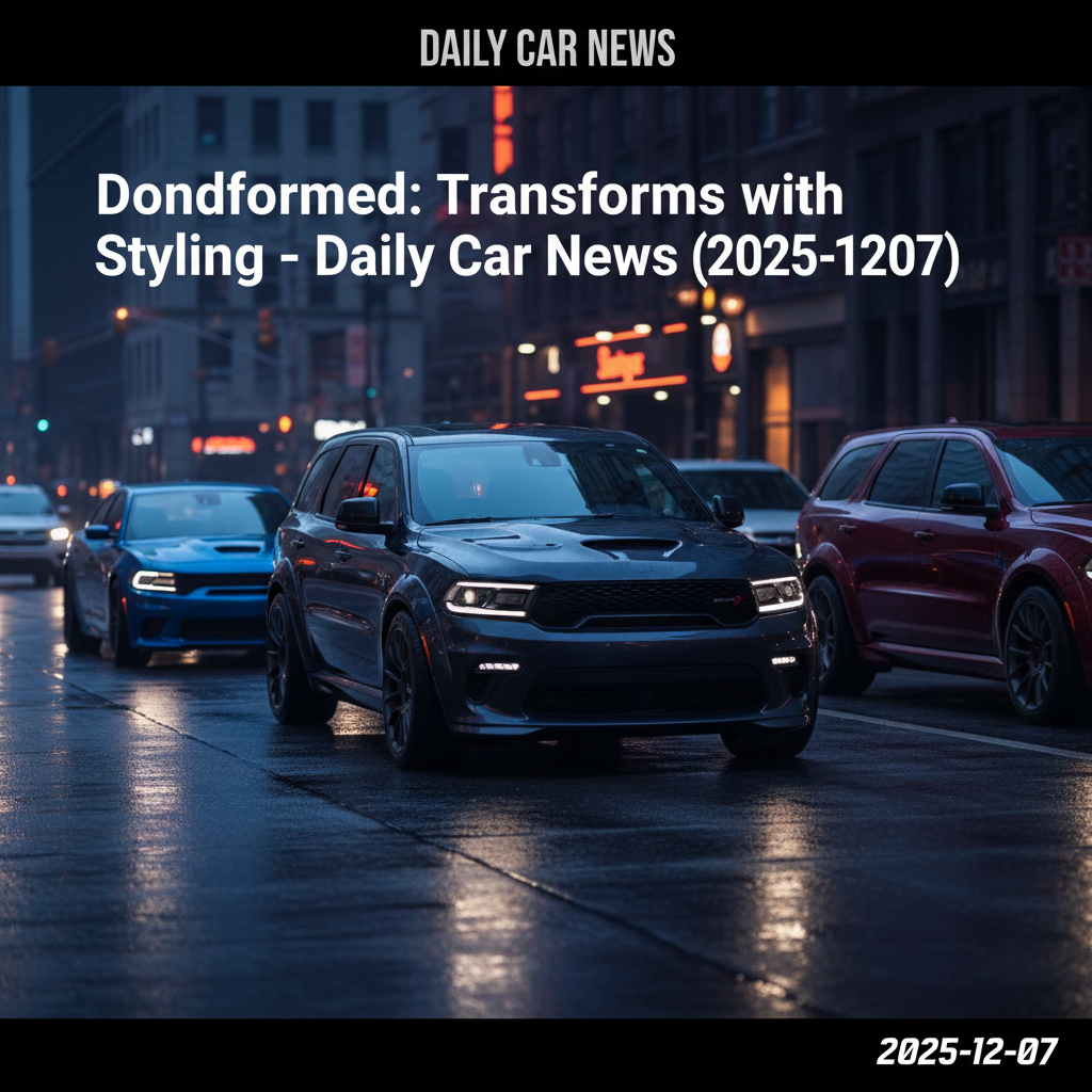 Editorial, photo-realistic HERO for an automotive daily news article titled "Dodge Durango Transforms with Charger Styling – Daily Car News (2025-12-0