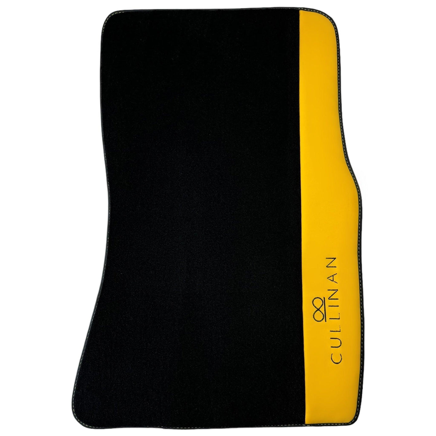 Black Floor Mats for Rolls Royce Cullinan with Yellow Leather - AutoWin