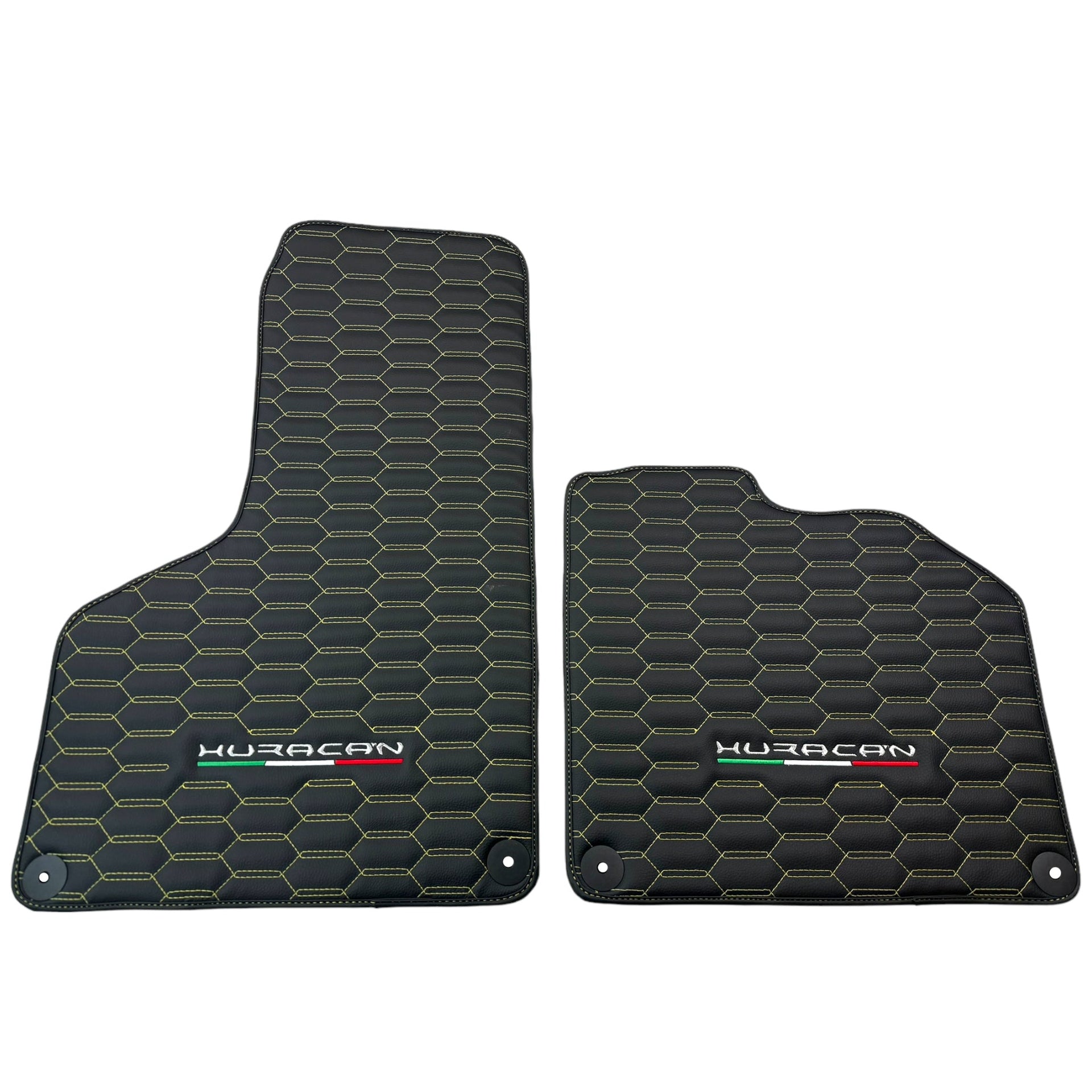 Floor Mats for Lamborghini Huracan Leather Yellow Stitching
