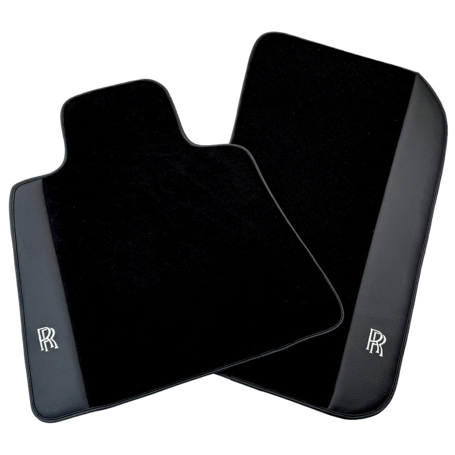 Black Floor Mats for Rolls Royce Cullinan with Black Leather - AutoWin