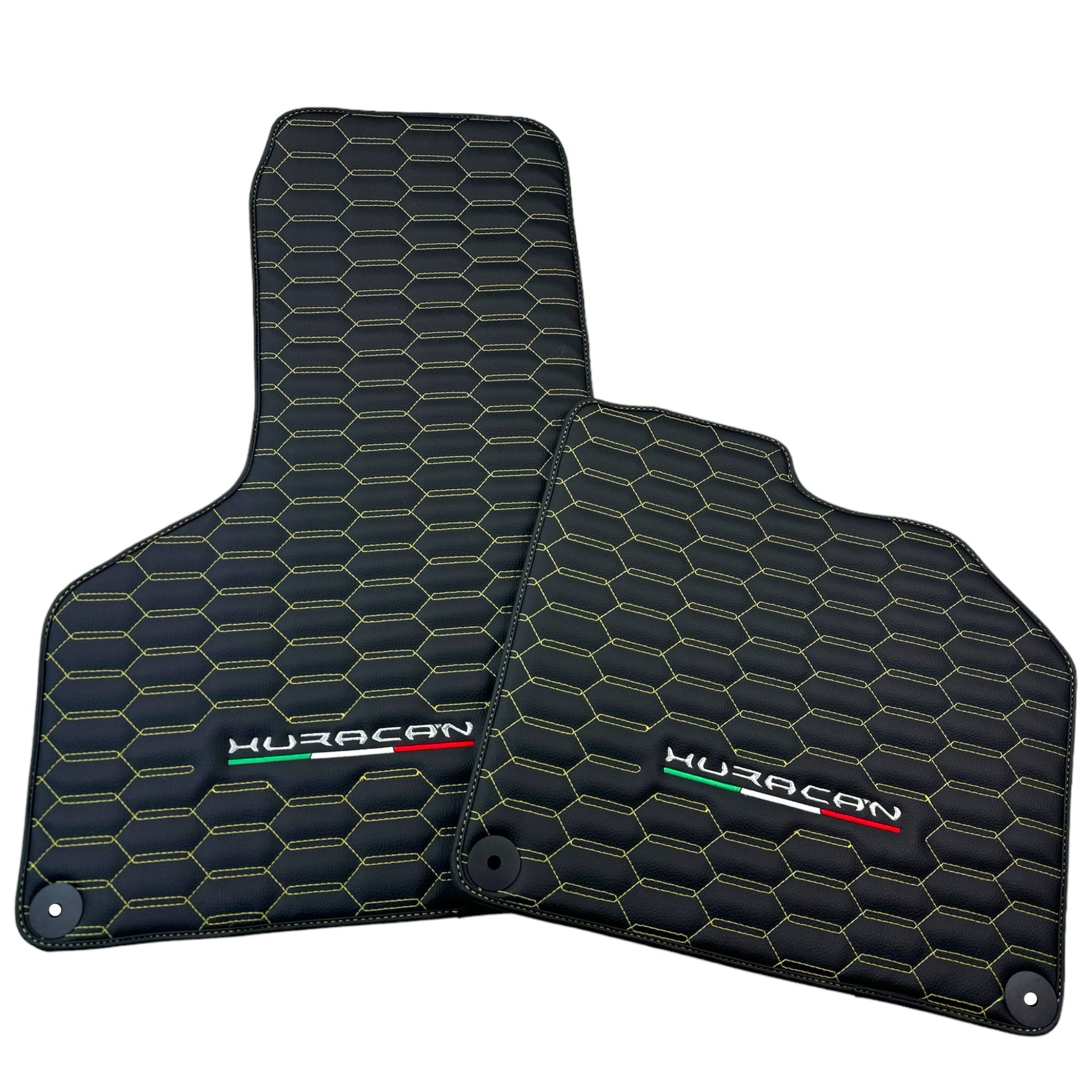 Floor Mats for Lamborghini Huracan Leather Yellow Stitching