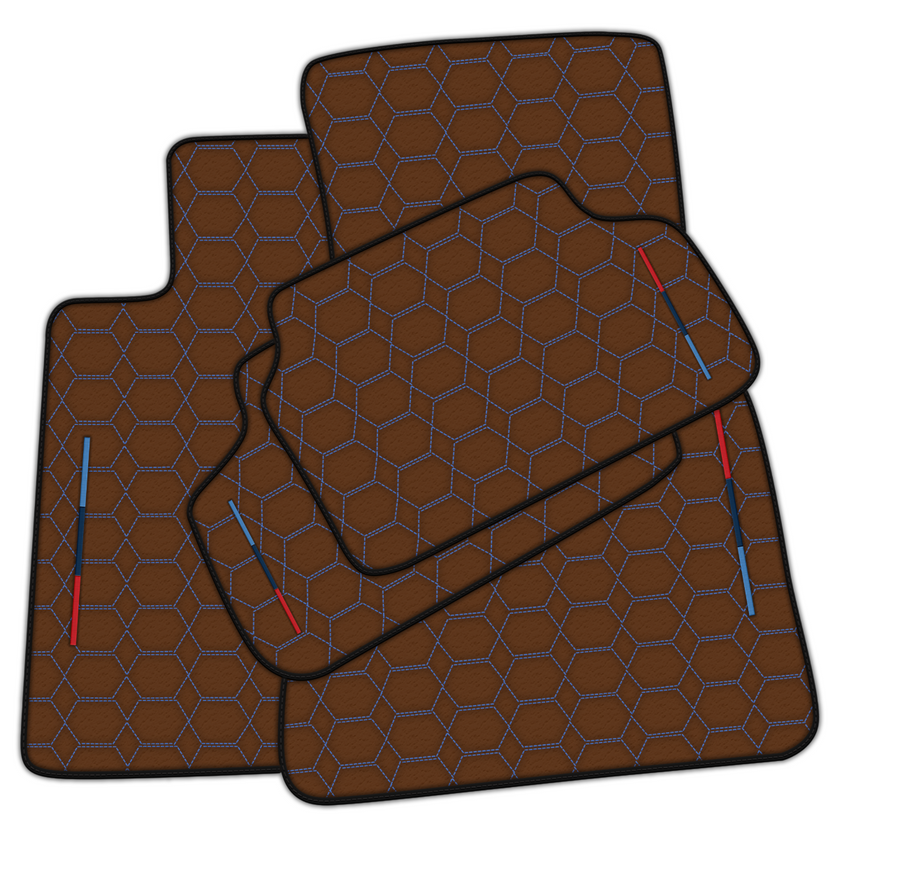 Stylish Customizable Brown Leather Floor Mats for BMW i8 Series l12 I15