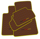 Brown Leather Floor Mats for BMW G20 (2019-2024) - Hex Pattern