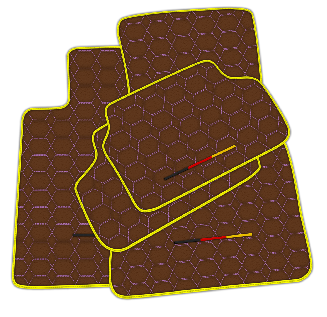 Brown Leather Floor Mats for BMW G20 (2019-2024) - Hex Pattern