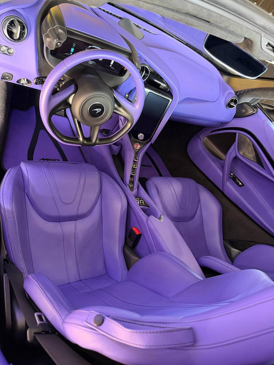 Lila Lederfußmatten mit A1-Muster für McLaren 750S (2023-2026)