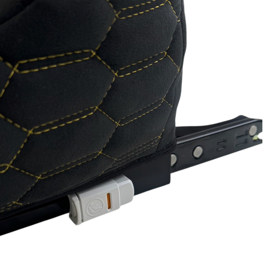 Black Alcantara Backless Car Seat for Kids with Yellow Leather | Lamborghini Urus