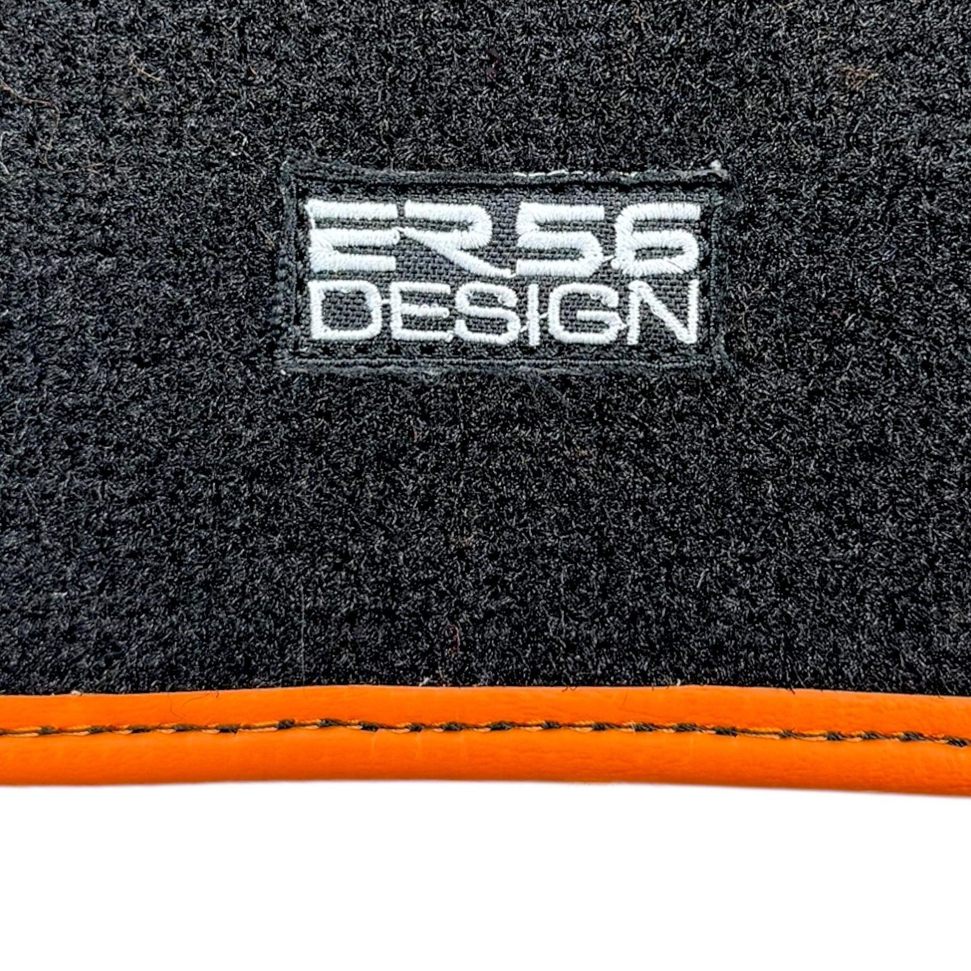 Black Sheepskin Floor Mats for Rolls-Royce Dawn Orange Leather Trim - AutoWin