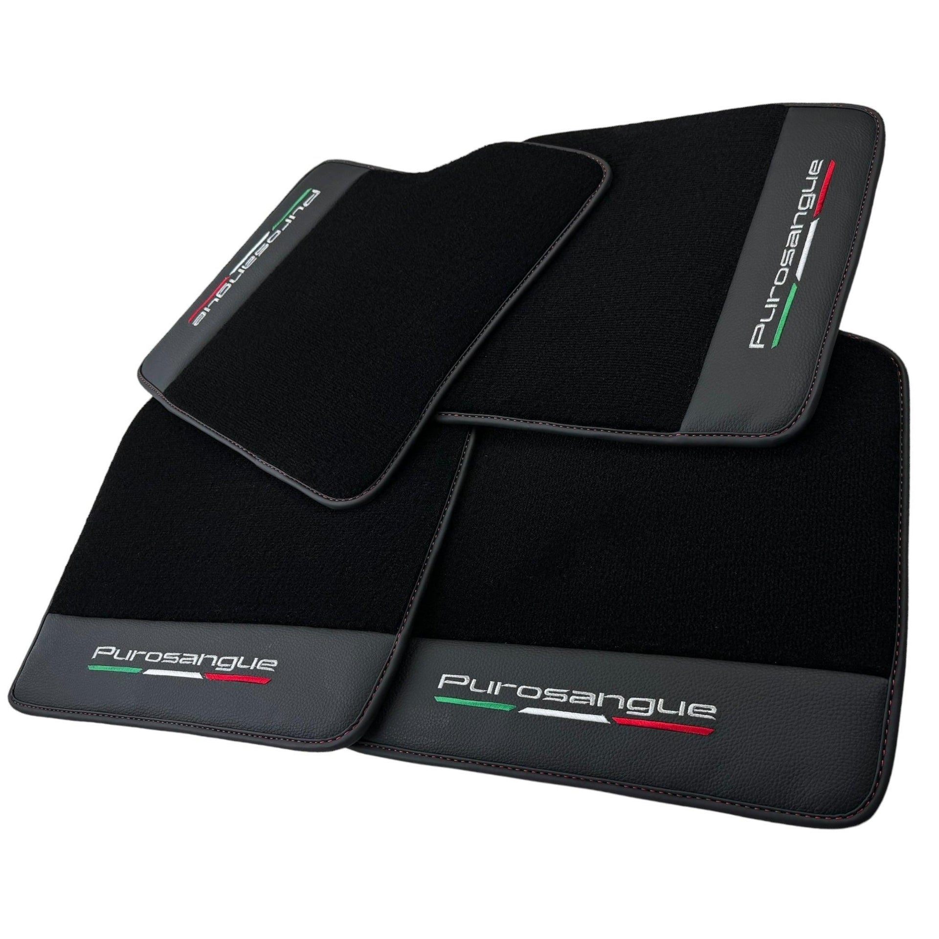 Black Floor Mats for Ferrari Purosangue with Leather and Black Trim | Italian Edition - AutoWin