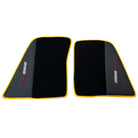 Black Floor Mats for Ferrari 296 GTS (2022-2024) with Leather and Yellow Trim - AutoWin