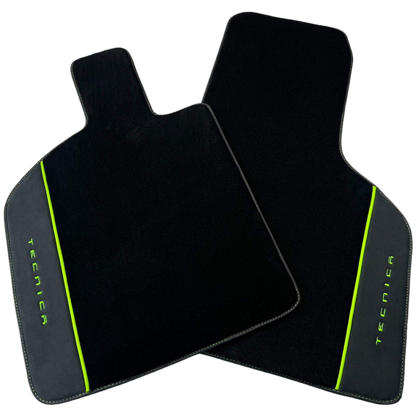 Black Floor Mats for Lamborghini Huracan Tecnica with Alcantara Leather | Green Edition - AutoWin