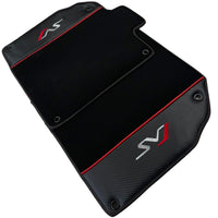 Black Floor Mats for Lamborghini Aventador SVJ with Carbon Fiber - AutoWin