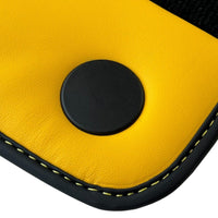 Black Floor Mats for Ferrari 488 Pista Spider (2019-2021) with Yellow Leather | Italian Edition - AutoWin