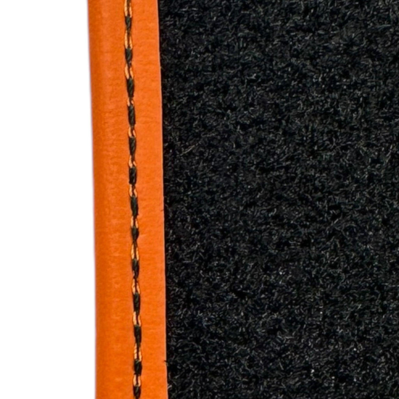 Black Sheepskin Floor Mats for Rolls-Royce Shadow (1965-1977) Orange Leather Trim - AutoWin