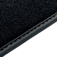 Black Floor Mats for Rolls Royce Cullinan with Orange Leather - AutoWin