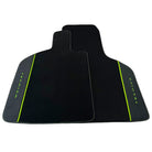 Black Floor Mats for Lamborghini Huracan Tecnica with Alcantara Leather | Green Edition - AutoWin
