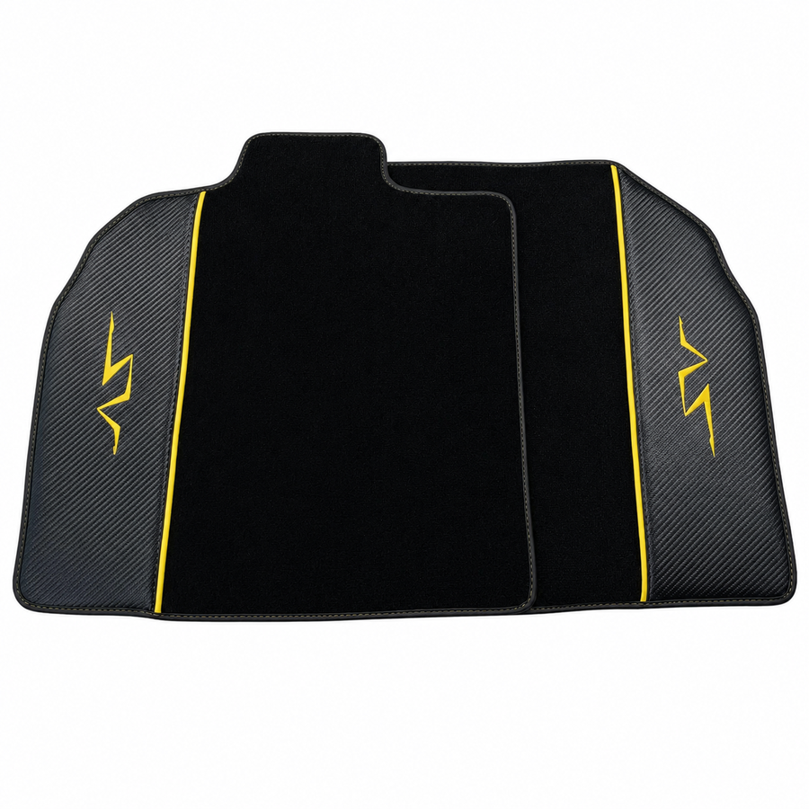 Black Floor Mats for Lamborghini Aventador SV with Carbon Fiber - Yellow