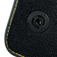 Black Floor Mats for Ferrari 488 Pista Spider (2019-2021) with Yellow Leather | Italian Edition - AutoWin