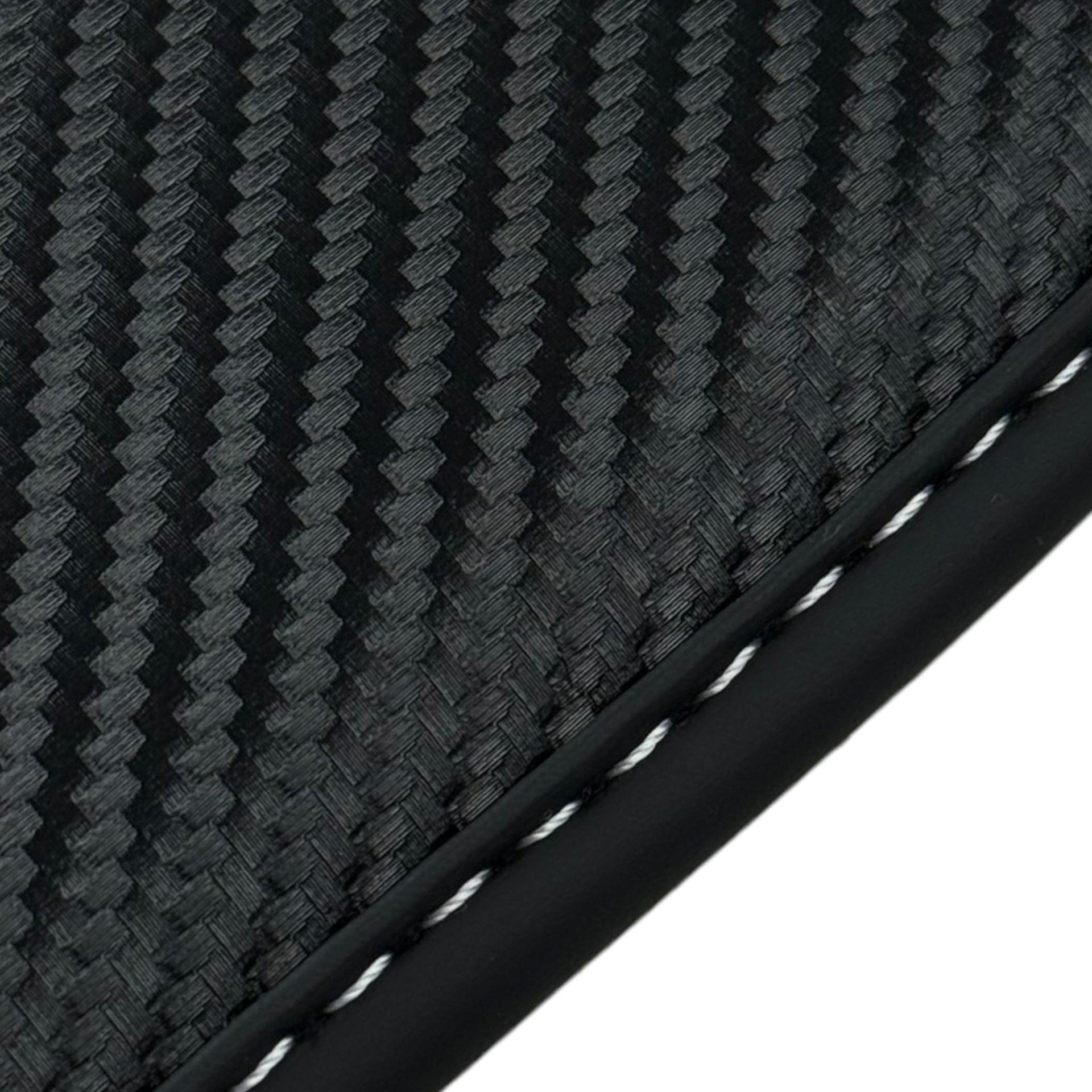 Black Floor Mats for Rolls Royce Cullinan with Carbon Fiber Leather - AutoWin