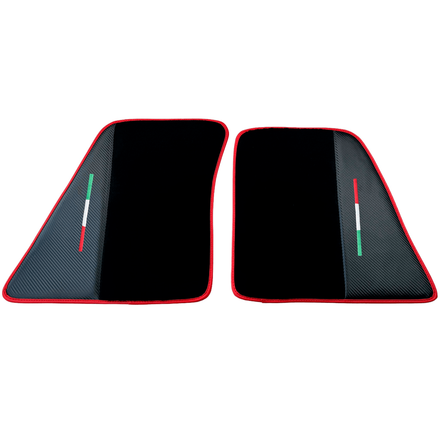 Black Floor Mats for Ferrari 296 GTB (2022-2024) with Carbon Fiber | Red Trim - AutoWin