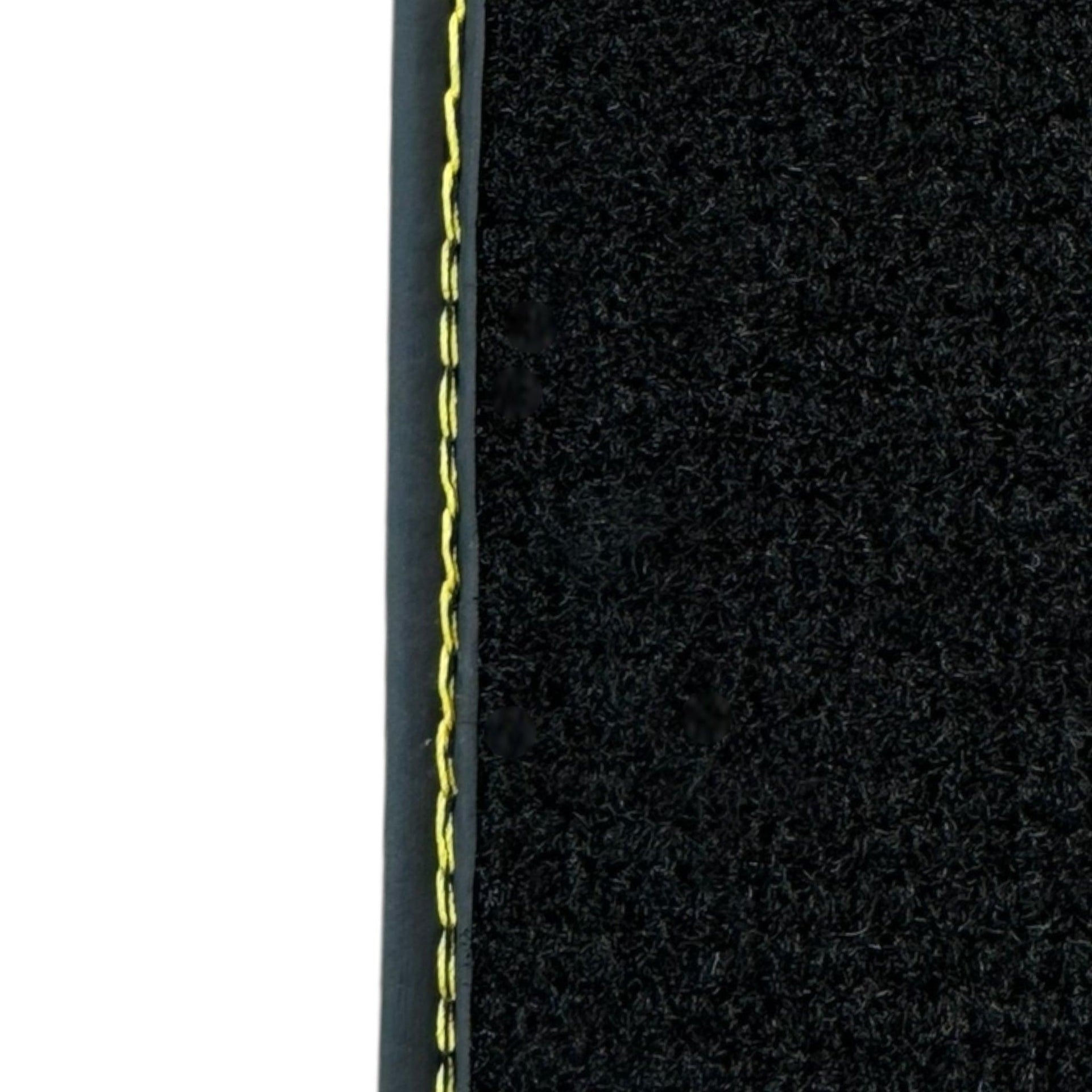 Black Floor Mats for Ferrari 488 Pista Spider (2019-2021) with Yellow Leather | Italian Edition - AutoWin