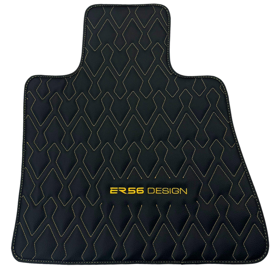 Black Leather Floor Mats for Rolls-Royce Cullinan RR31 (2018-2023) ER56 Design - AutoWin