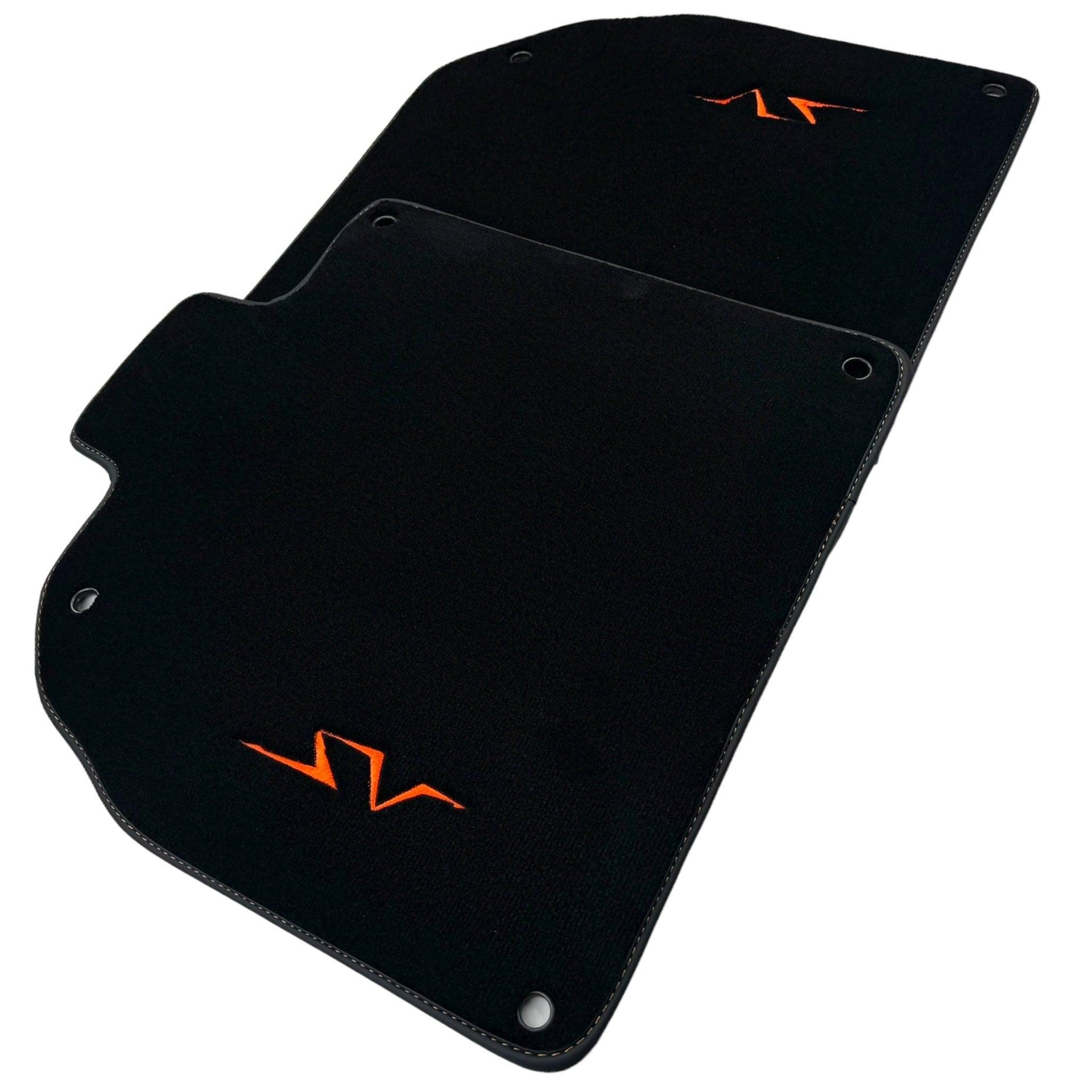Black Floor Mats for Lamborghini Aventador SV | Orange Edition - AutoWin