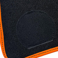 Black Sheepskin Floor Mats for Rolls-Royce Ghost Series II (2021-2024) I Orange Leather Trim - AutoWin